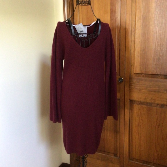 NAADAM
Twist-back ribbed wool and cashmere-blend mini dress, Size Small, Merlot - Picture 2 of 8